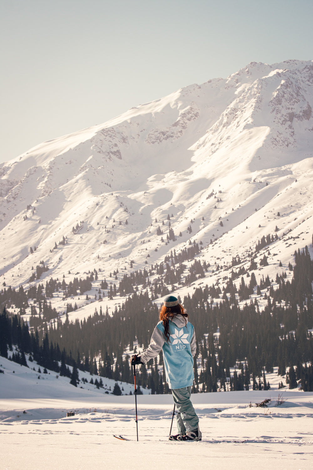 Ski/Snowboard Baby Blue & Grey Tall Snow Hoodie  - Unisex