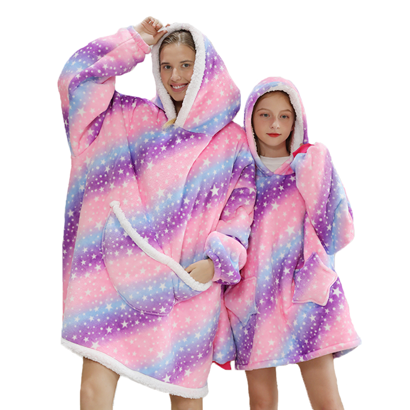 Cozy Hoodie Blanket Purple Stars - Unisex